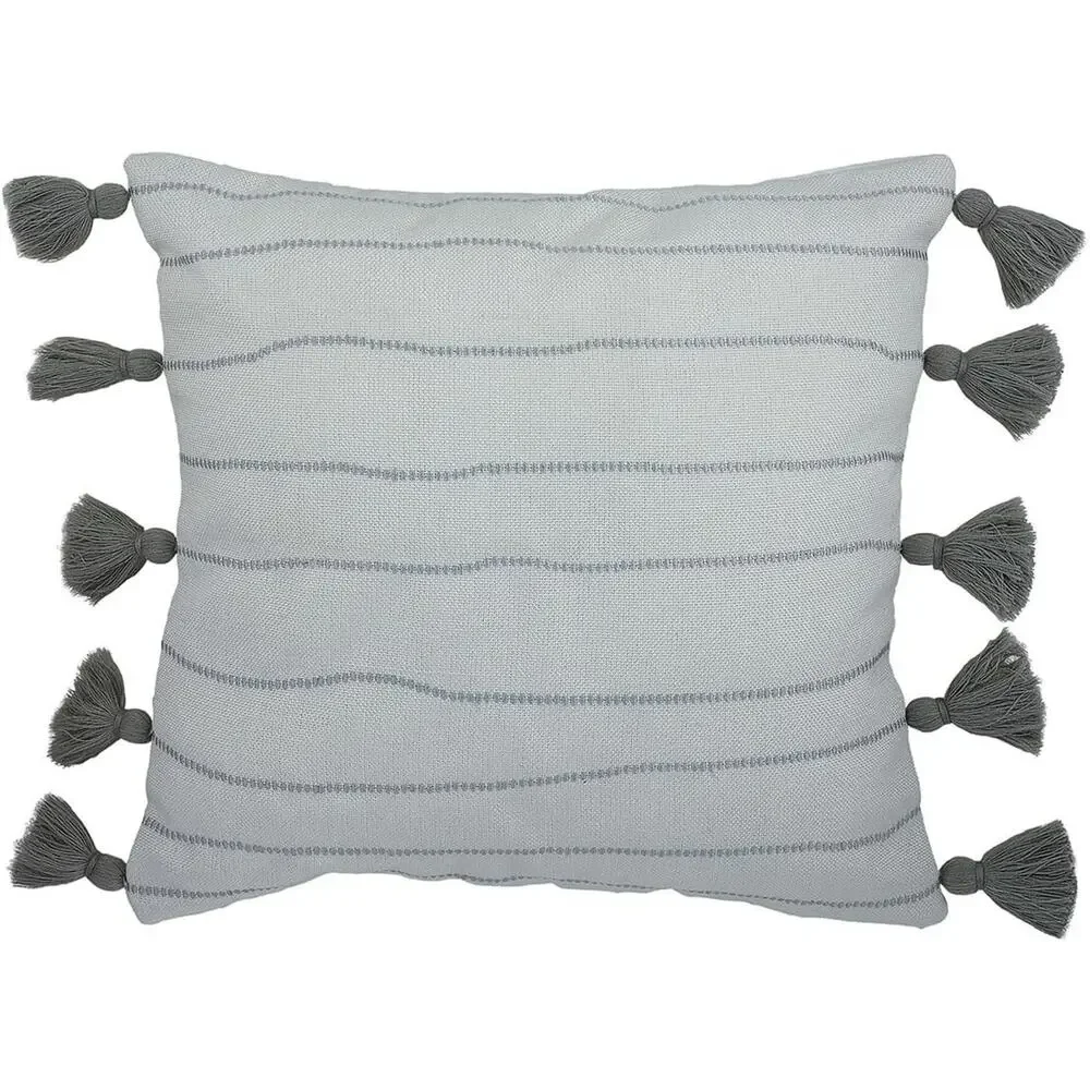 Divine Home Bands Indoor/Outdoor Accent Throw Pillow, Gray/White 17